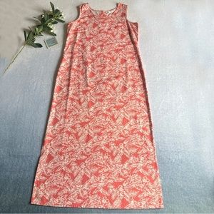 H LOOK 100% SILK Tropical Print Maxi Dress Sleeveless Size M Casual Sundress